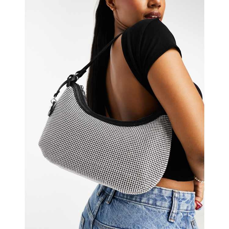 Dune diamante shoulder bag in silver ASOS