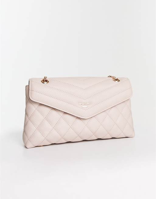 Dune diamond quilt shoulder bag with chain strap in light beige, 3 of 4