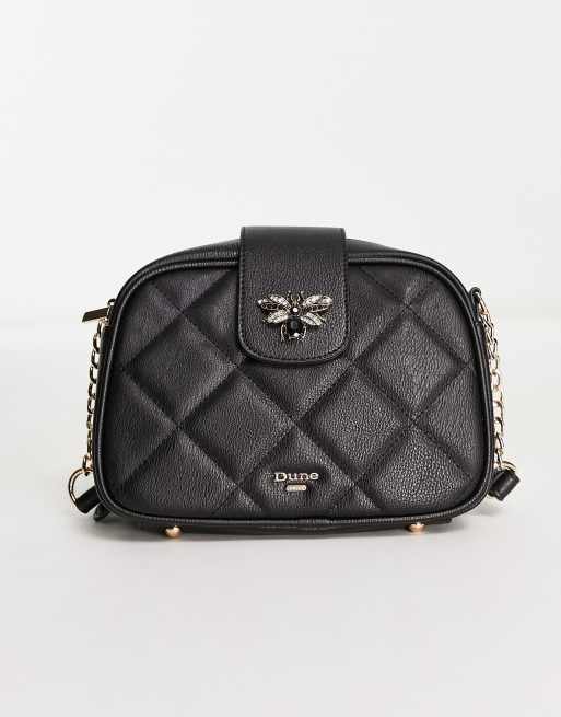 Dune - Doorgestikte crossbody tas met bij in zwart, 4 van 4