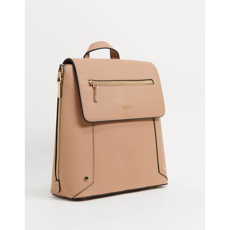 Dune dora backpack with zip front in camel