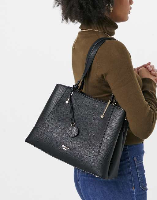 Dune doriss tote bag in black shiny croc