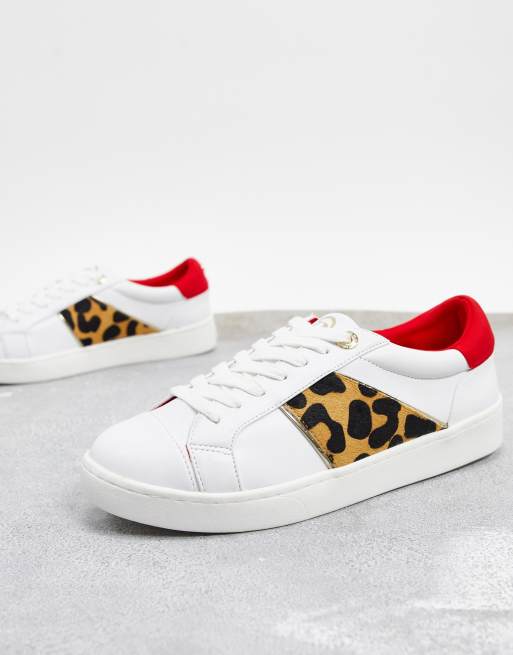 White trainers with store leopard print stripe