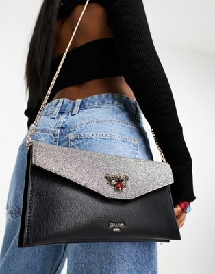 Dune evening bag with bug embellishment in black and silver - ASOS Price Checker