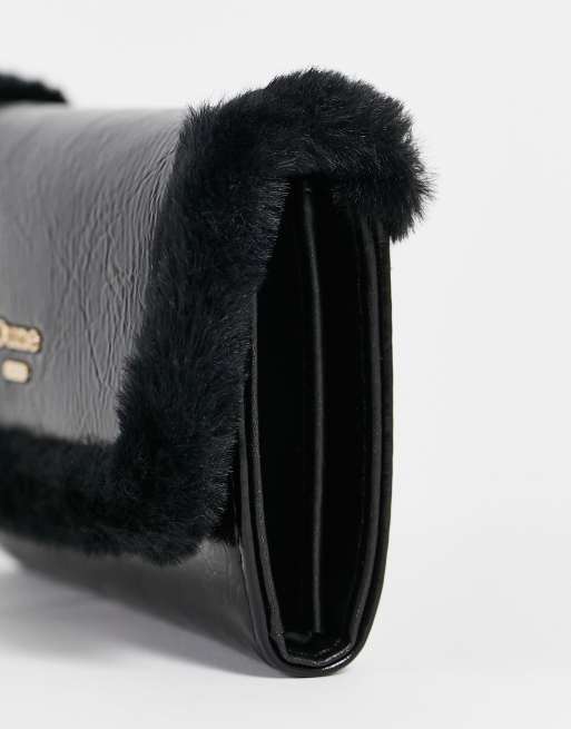 Black faux fur online purse