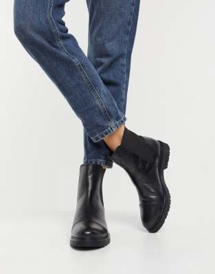 dune chelsea boots in black leather