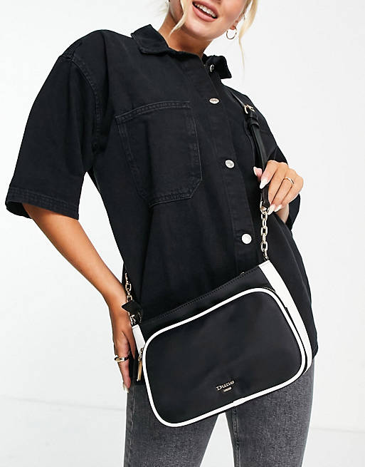 Dune front pocket nylon crossbody bag in black