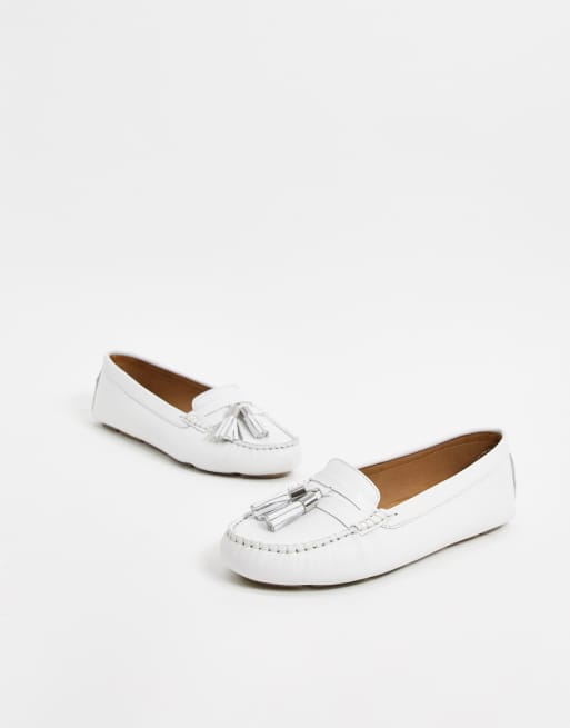 Dune hot sale white loafers