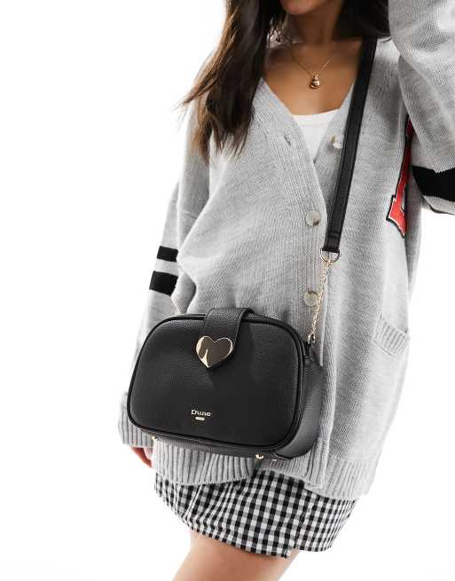 Dune heart detail crossbody bag in black