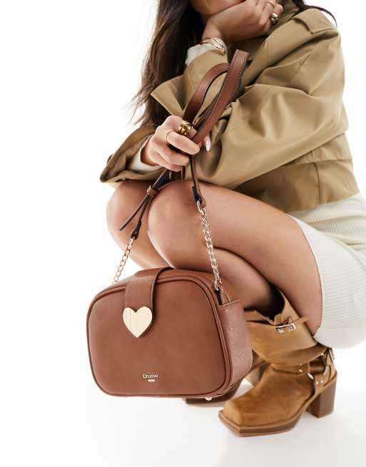 Dune – Jasnobrązowa torebka crossbody z motywem serca