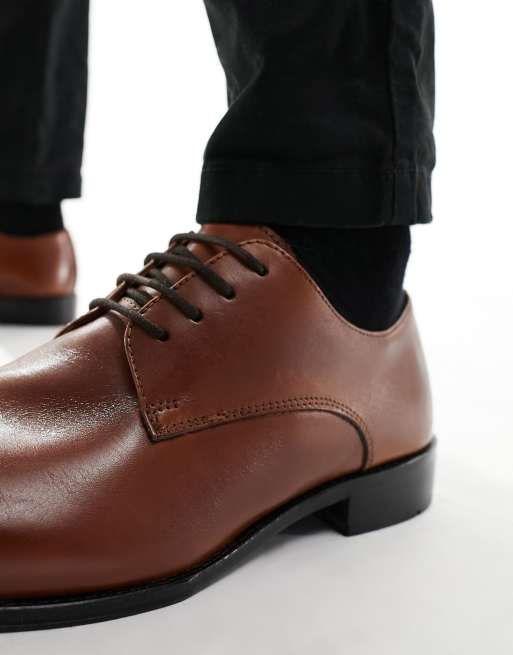 Dune – Jasnobrązowe sznurowane eleganckie buty skórzane, 2 z 4