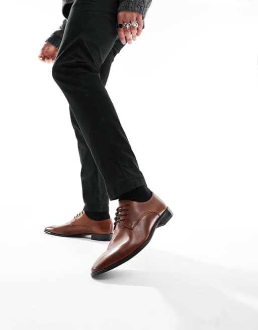 Dune – Jasnobrązowe sznurowane eleganckie buty skórzane, 4 z 4