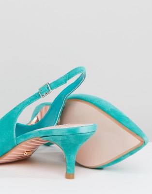 teal kitten heel shoes