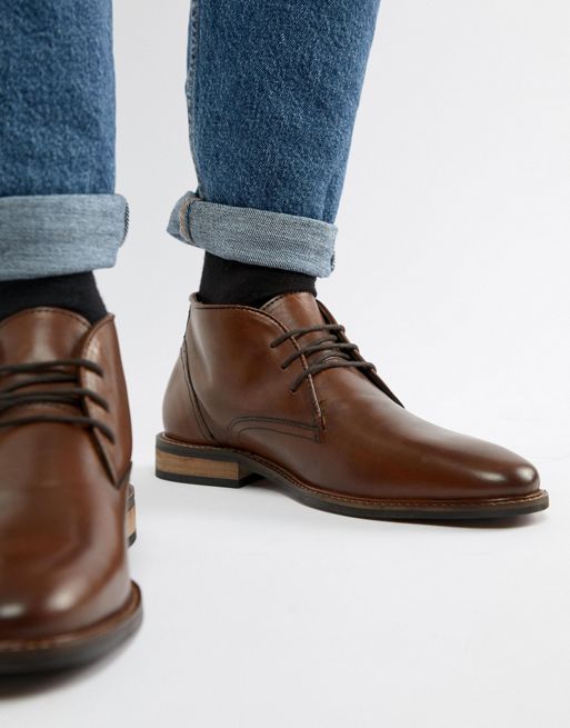 Dune Lace Up Boots In Brown Leather | ASOS