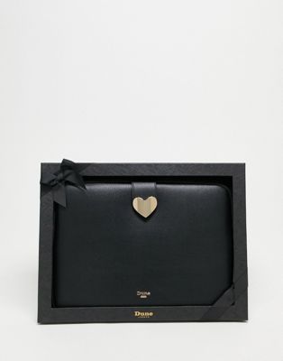 Dune laptop case with heart embellishment in black