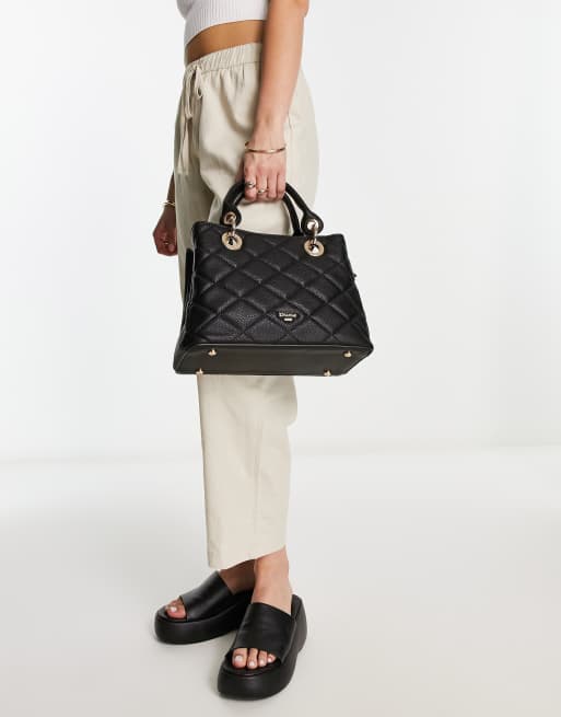 Dune large diamond quilt tote bag in black