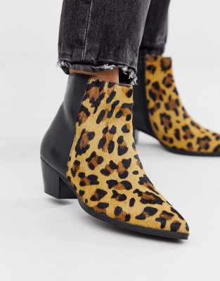 black and leopard boots