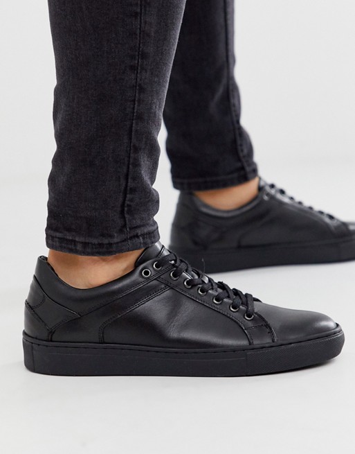 Dune leather cupsole trainer in black
