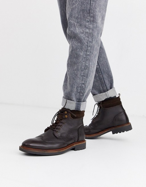 Dune leather hiker boot in brown