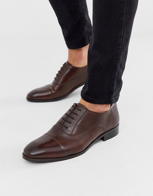 Dune leather lace up shoe in brown
