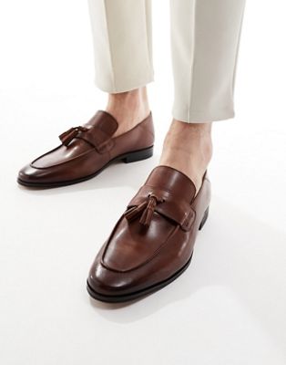 Dune leather tassle loafer in tan
