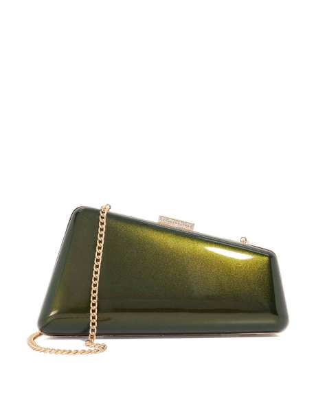 Dune London Balancing clutch bag in green - view 1