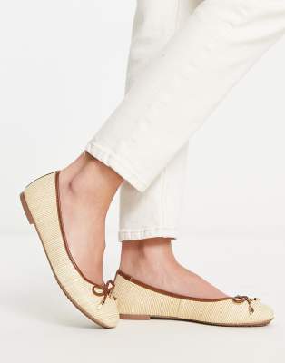 Dune London ballet flats in camel raffia - ASOS Price Checker