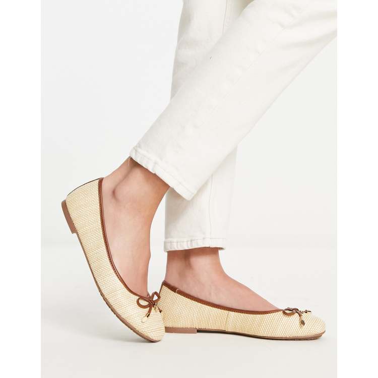 Dune London ballet flats in camel raffia