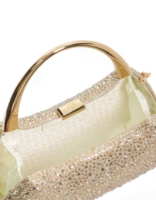 Dune London Beamings clutch bag in gold, 2 of 4