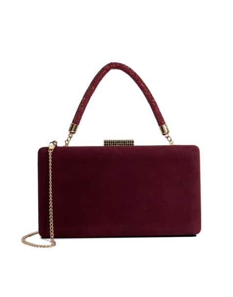 Dune London Beaut clutch bag in burgundy - view 1
