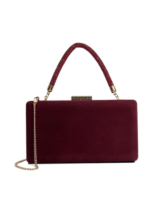 Dune London Beaut clutch bag in burgundy