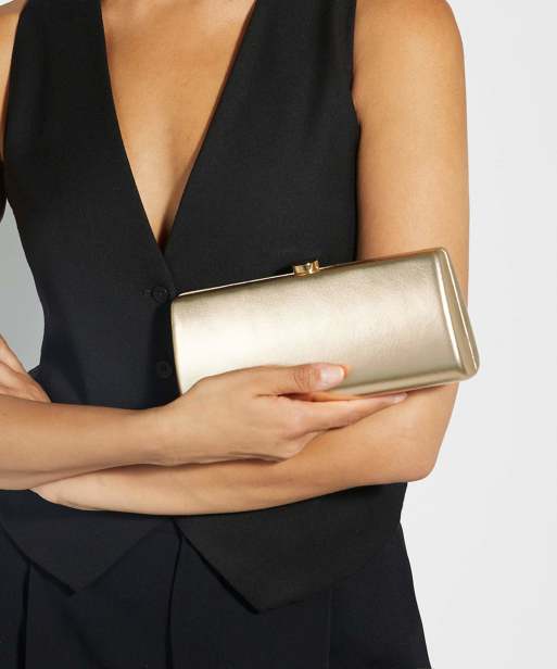 Dune London Belinda clutch bag in gold, 3 of 4