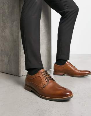 Dune London Bennett brogue shoes in tan leather
