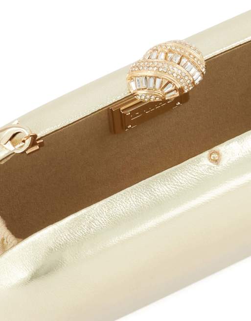 Dune London Binding clutch bag in gold, 2 of 3