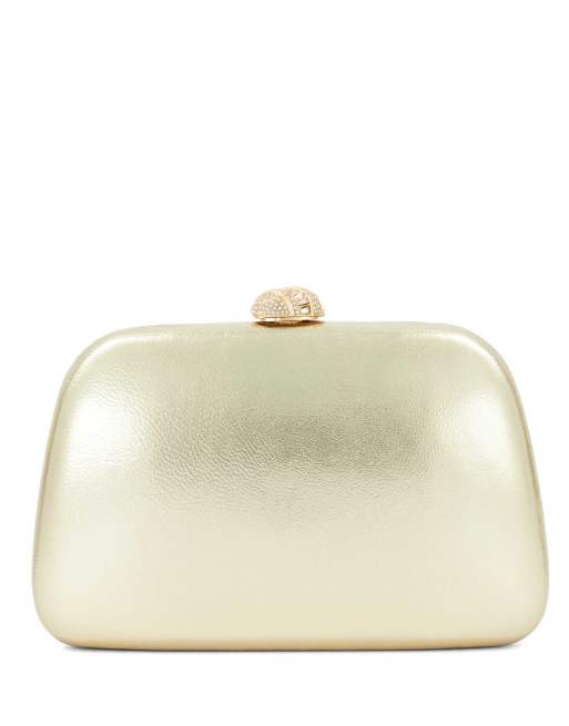 Dune London Binding clutch bag in gold, 3 of 3