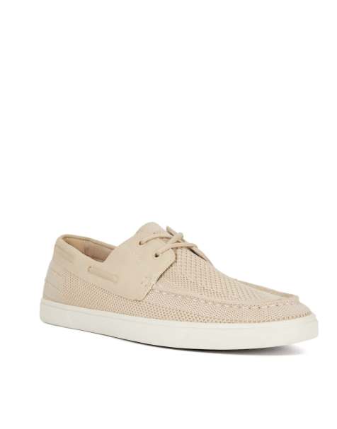 Dune London Blaizers boat shoes in cream - view 1