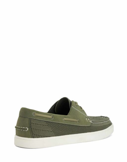 Dune London Blaizerss boat shoes in khaki, 2 of 4
