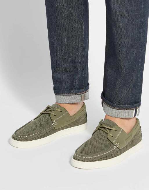 Dune London Blaizerss boat shoes in khaki, 3 of 4