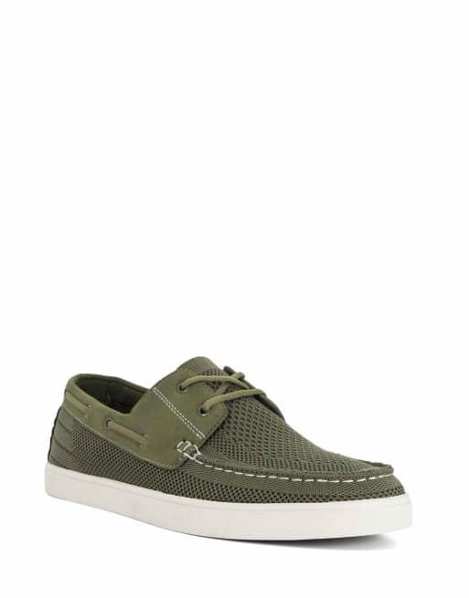 Dune London Blaizerss boat shoes in khaki, 4 of 4