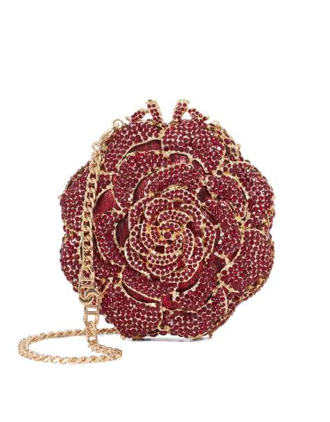 Dune London Bling clutch bag in burgundy - view 1