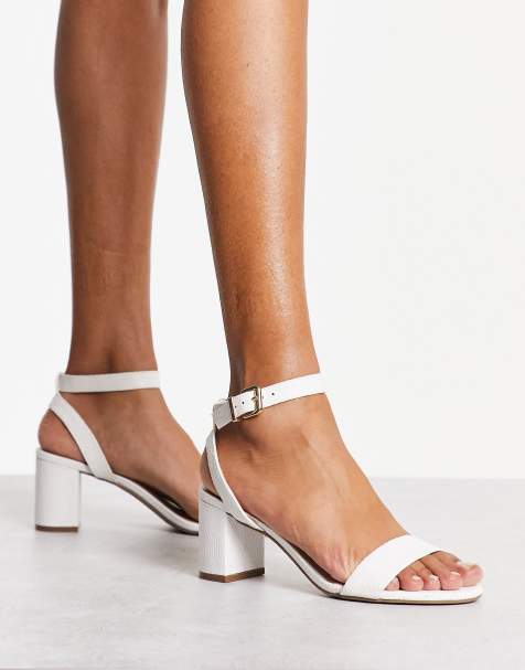 Dune London block heel sandals in white - view 1