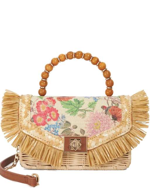 Dune London Blooms bag in multi_raffia