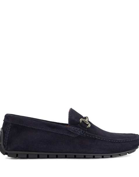 Dune London Brackon moccasins in navy - view 1