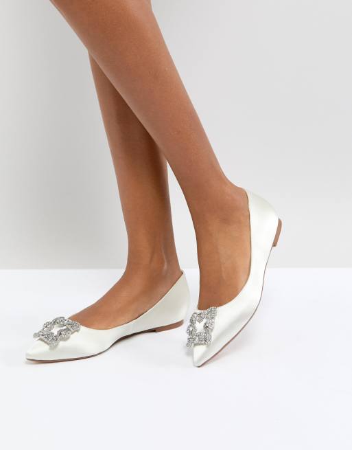 Dune London Bridal Briella Embellished Flat Shoes | ASOS