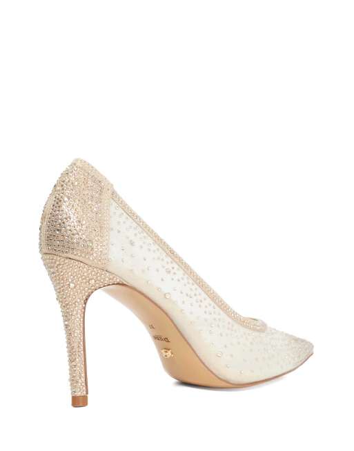 Dune London Brightest court shoes in gold, 3 of 4