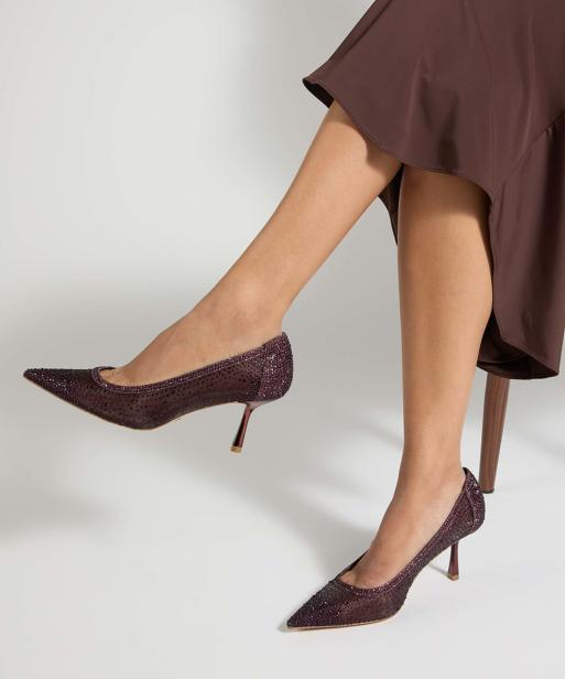 Dune London Brivelle court shoes in burgundy, 3 of 4