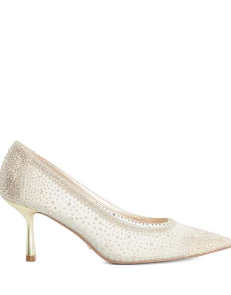 Dune London Brivelle court shoes in gold - view 1