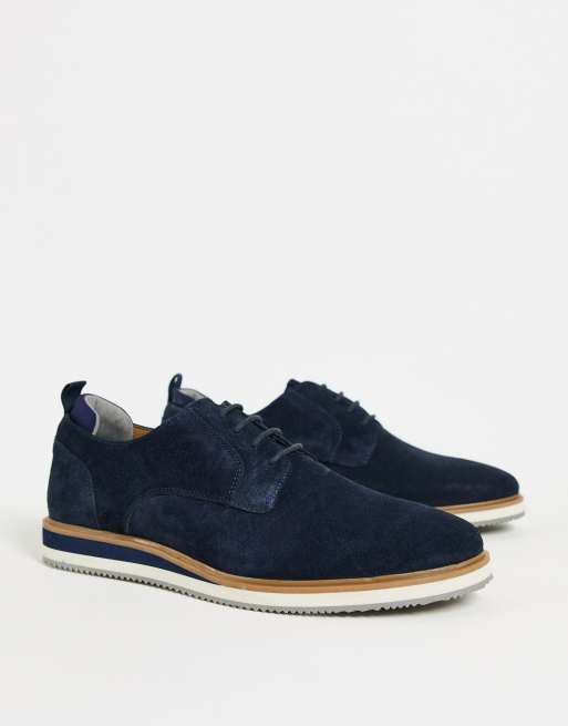 Dune London Buccanto brogue shoes in navy suede | ASOS