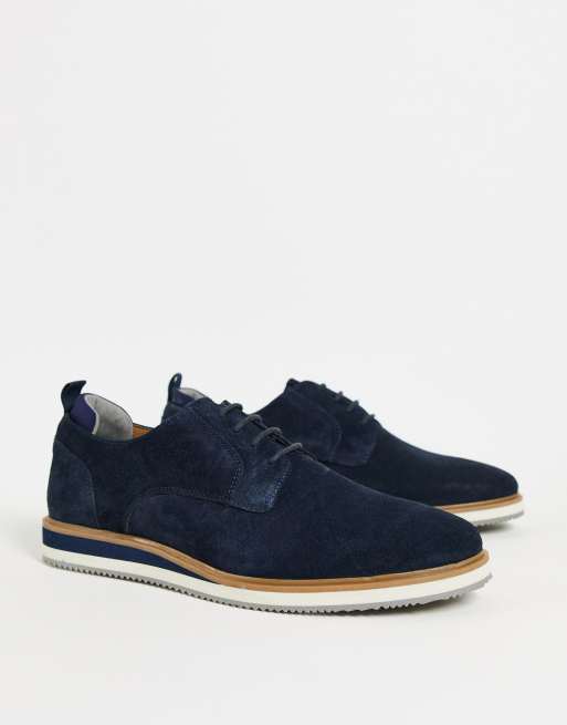 Dune London - Buccanto - Chaussures richelieu en daim - Bleu marine 