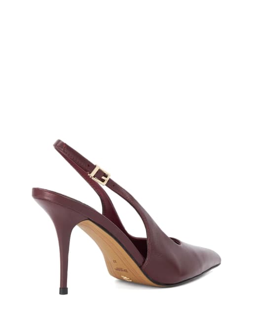 Dune London Cai slingbacks in burgundy, 2 of 3
