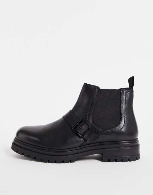 Dune London Calix chelsea boots in black leather 
